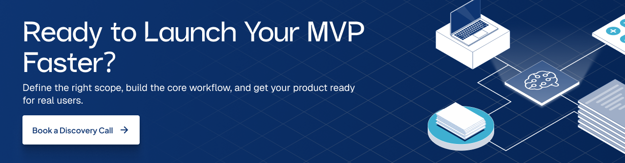 MVP development call-to-action banner encouraging faster product launch for real users